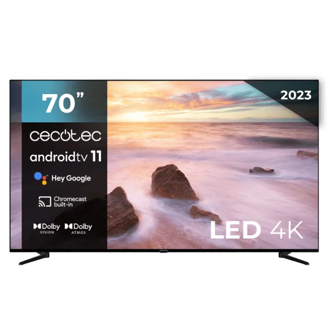 Cecotec Téléviseur LED 65 Smart TV Série A2 ALU20070 4K UHD Android 11 2 Haut parleurs de 10 W Modèle 2023