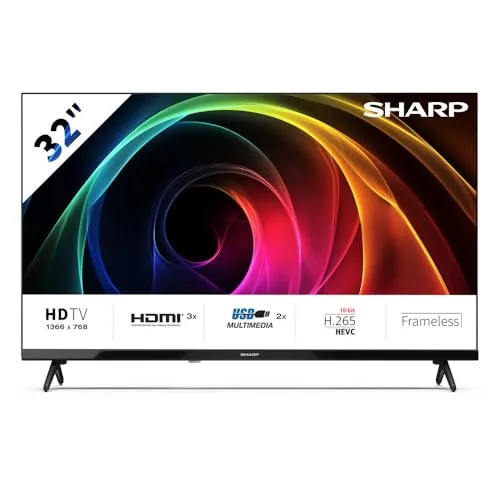 TV Sharp LED 32HA1205E 32 HD 60Hz Dolby Audio DVB T2 Sans Smart TV
