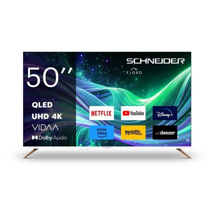SCHNEIDER GMS50F1 Téléviseur QLED UHD 50(127cm) Fjord Smart Vidaa 3840*2160 pix UHD HMDIx3 USBx2 Dolby Netflix