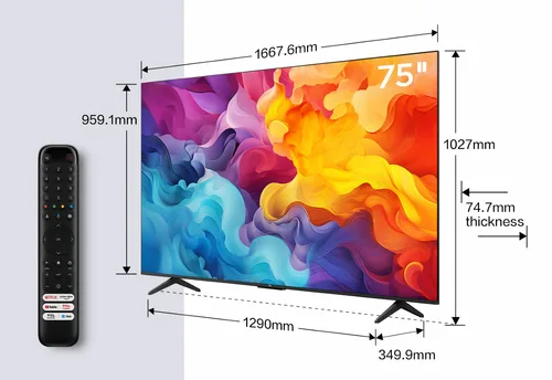 Téléviseur TCL 75P61B 75 pouces 4K UHD Noir