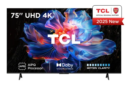 Téléviseur LED noir 75 TCL Ultra HD 3840 x 2160 Google TV HDR10 HLG Wi Fi intégré Bluetooth