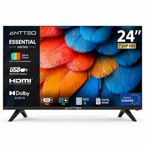 AE24H5 Q1 Téléviseur 24 Pouces(TV 60 cm) LED Triple Tuner DVB C T2 S2 Mode Hôtel Dolby Audio VGA HDMI USB Media Player CI