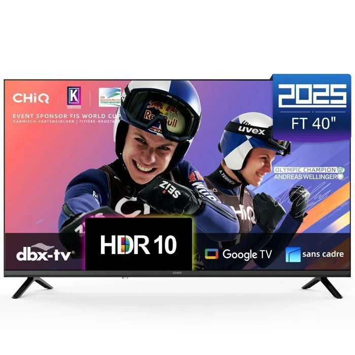CHiQ L40FT Téléviseur 40 Full HD HDR10 Google TV Chromecast intégré design métal sans cadre