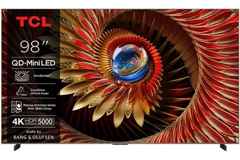 TV LED Tcl DEMO TV TCL 4K QD Mini LED Premium 144Hz 98C89K 249 cm avec GOOGLE TV et systeme sonore Bang Olufsen