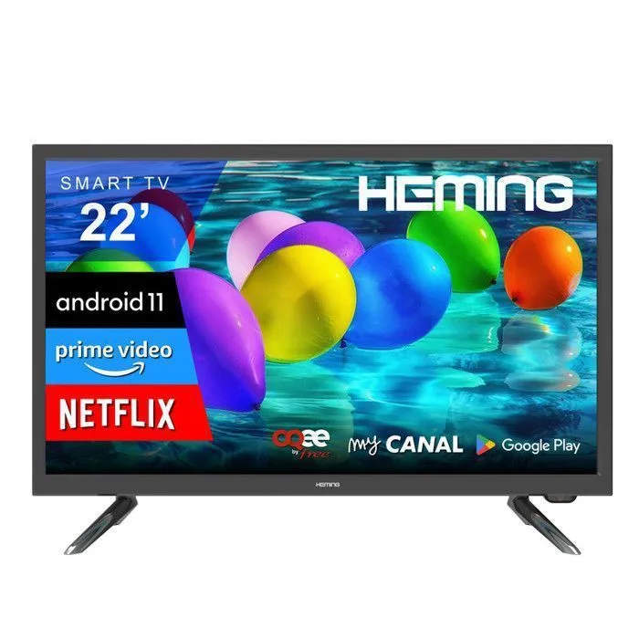 Téléviseur HEMING HEM22 215 pouces (55 cm) Android Smart TV Full HD 12 24 220V Wi‑Fi Bluetooth