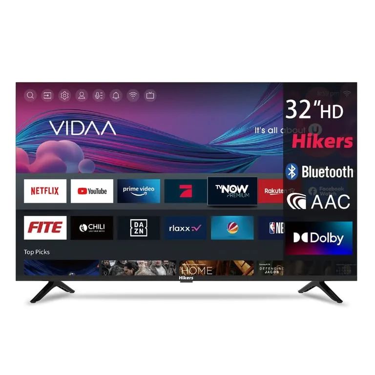 Hikers 32FZ B Téléviseur Smart TV Écran 32 pouces Résolution Smart HD 1366*768 Soutien Android Qualité sonore Dolby Atmos Noir