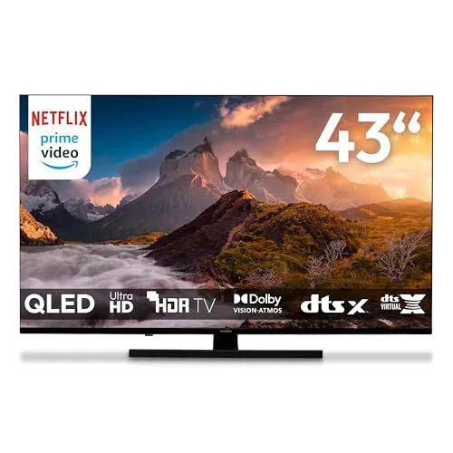 TV 43 Pouces (108 cm) QLED Television (Smart TV 4K Dolby Vision HDR Video Disney Dolby Atmos DTS X Compatible avec Google TV PVR