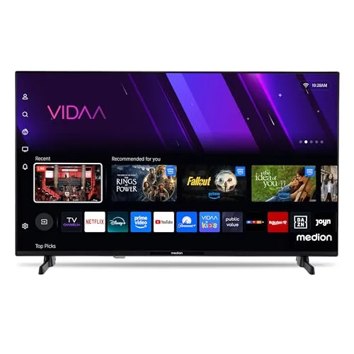 Téléviseur MEDION Full HD 108 cm 43 Pouces Smart TV HDR VIDAA Store Netflix Prime Video Disney Plus DAZN Paramount Plus HbbTV PVR Bluetooth MD843101