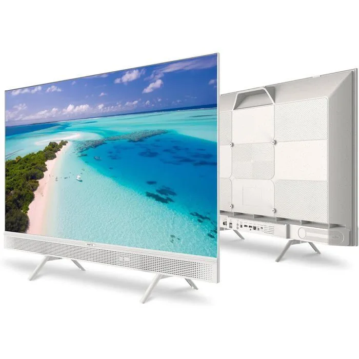 METZ Téléviseur Portable QLED 32 pouces Smart Google TV HDR10 Chromecast Dolby Audio Blanc