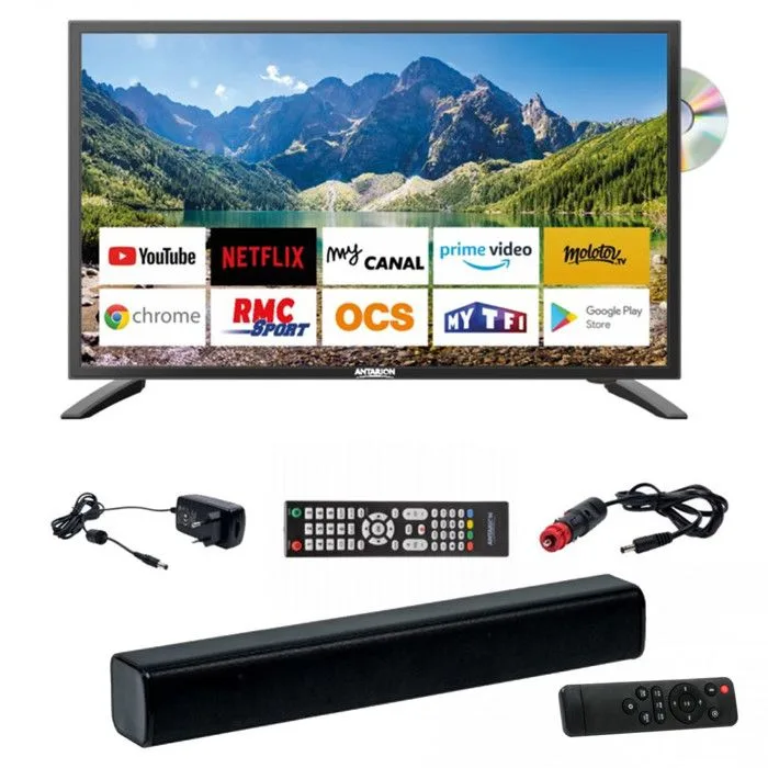 Pack ANTARION TV LED 21.5 54cm Smart Connect Lecteur DVD Barre de Son Compacte