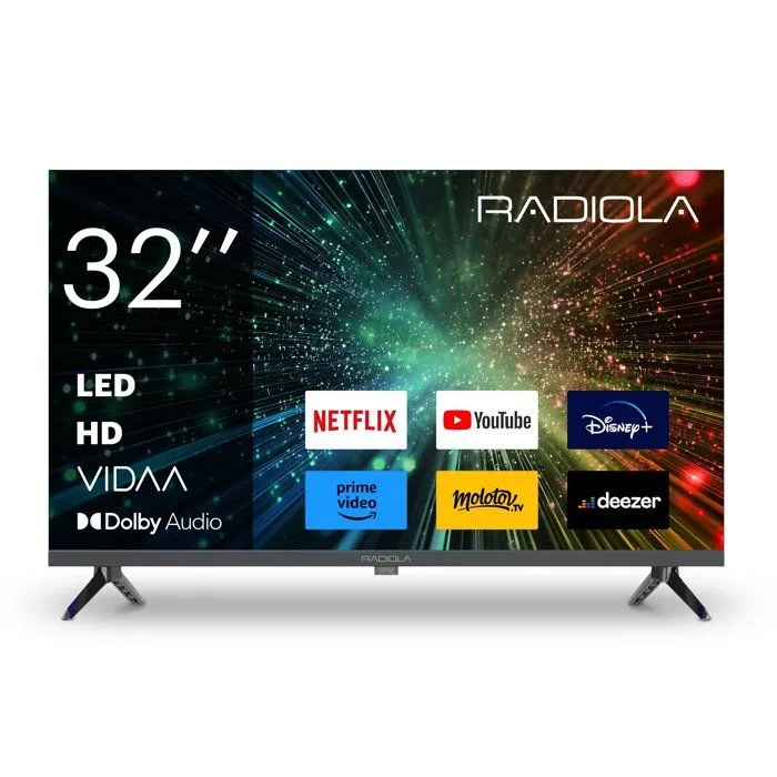RADIOLA RA32A2 Téléviseur LED 32(81cm) Smart Vidaa HDMIx3 Netflix Youtube 1366 x 768 HD USBx2 Mode Hotel