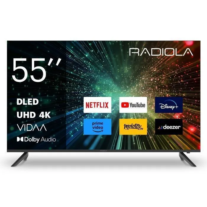 RADIOLA RA55A2 TV LED 4K UHD 55(139cm) Smart TV Vidaa Bluetooth Netflix Prime Video Disney HDMIx3 USB Dolby Audio