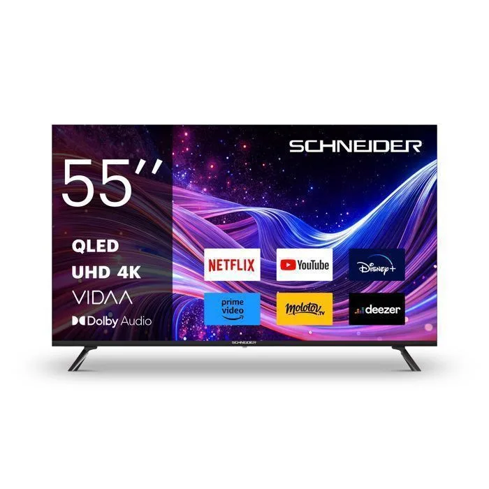 SCHNEIDER GMS55A1 TV QLED 4K UHD 55 (139cm) Smart TV Vidaa Netflix Prime Video Disney 3xHDMI 2.0 2xUSB Mode Hotel