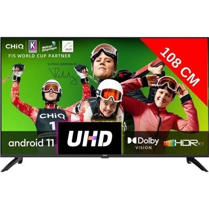 Téléviseur LED 4K 108 cm CHIQ U43GLX Android Smart TV UHD 4K