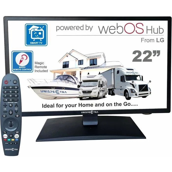 Téléviseur Unispectra 22 Smart TV ELED Full HD 12V avec Tuner Freeview SAT
