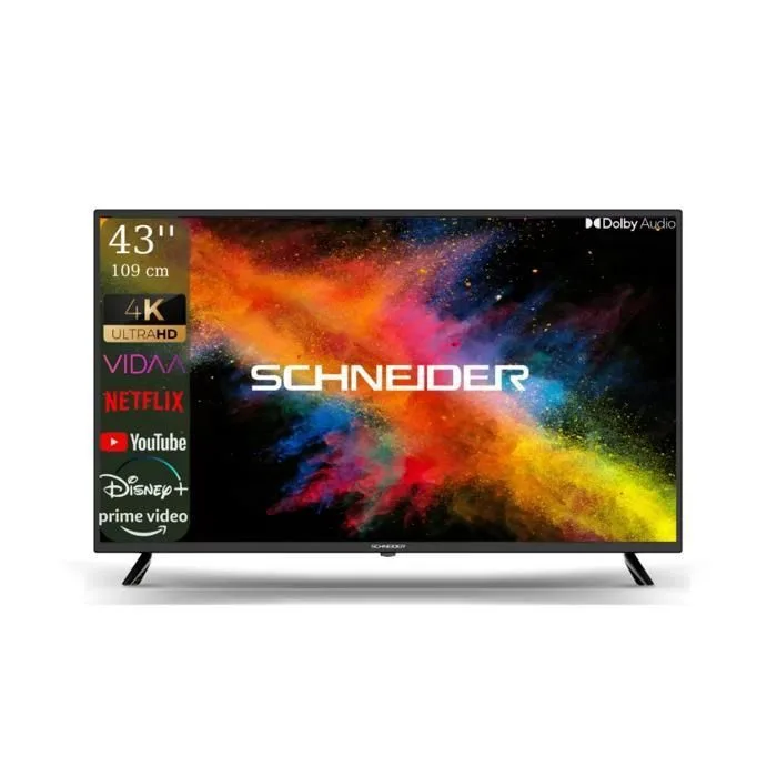 Televizor Smart SCHNEIDER 43SC691K Ultra HD 4K 109 cm Audio Dolby Disney Plus YouTube Wi Fi VIDAA OS Clasa E Negru