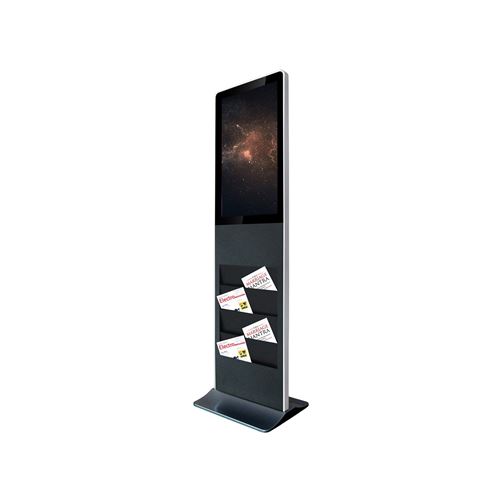 Totem vidéo 32'', FULL HD, 500 cd, 24h 7j, Indoor, Tactile, avec porte brochures