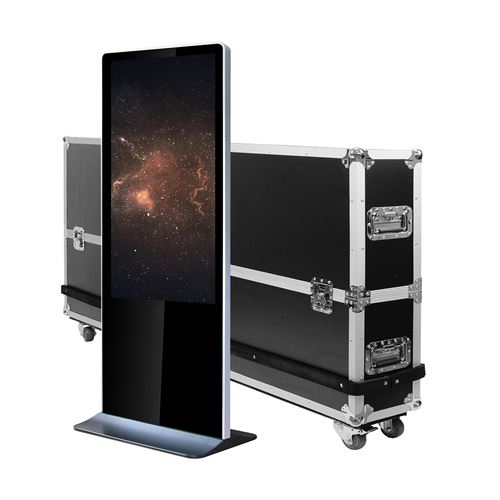 Totem vidéo 43'', FULL HD, 500 cd, 24h 7j, Indoor, Tactile Flightcase