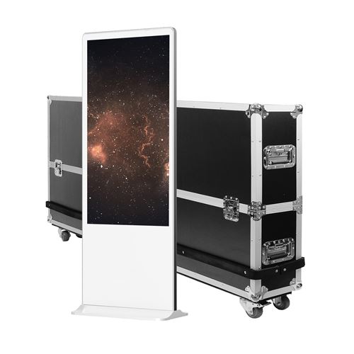 Totem vidéo indoor tactile 43 FULL HD 500cd Blanc avec flightcase
