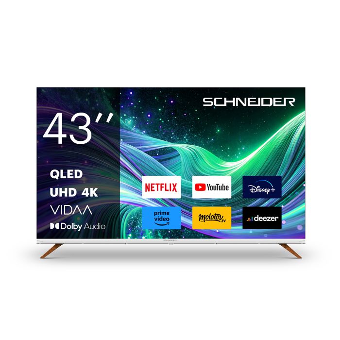 SCHNEIDER GMS43F1 TV QLED 4K UHD 43 (108 cm) Smart TV Vidaa (Netflix Prime Video Disney ) 3x HDMI 2x USB