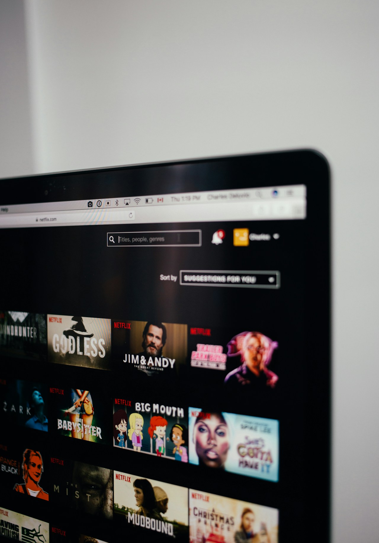 Interface Netflix sur ecran TV